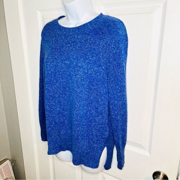 Old Navy Rib Knit Trim Marled Sweater Crew Neck Royal Blue S - Picture 6 of 11